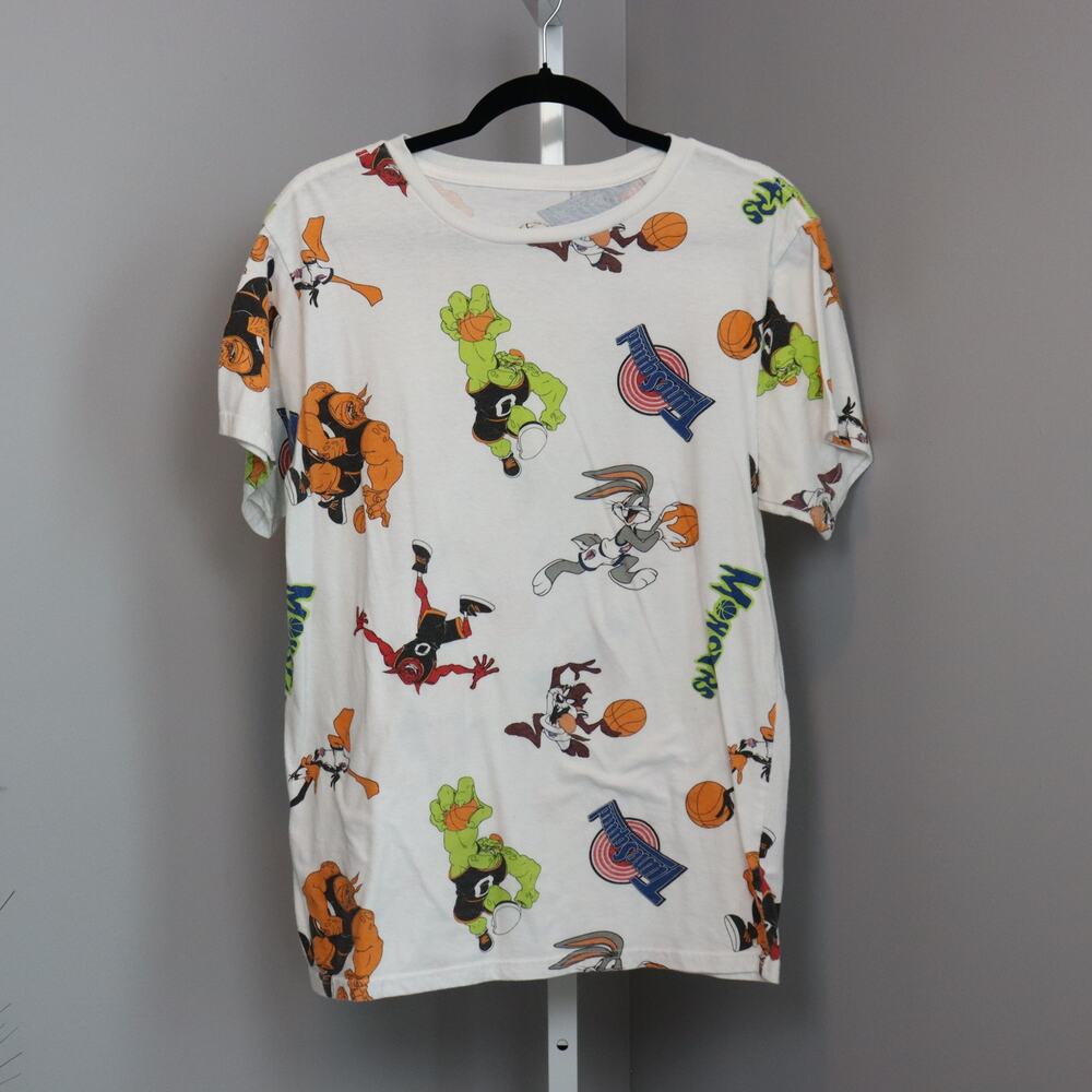 Vintage Space Jam All-Over Print T-Shirt – Size L – Looney Tunes x Monstars